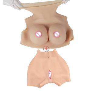 Combinaisons entièrement en silicone, col haut, gros seins et pantalon avec vagin, avec coussinets pour les fesses, amélioration pour les travestis garçon-fille, transgenres - Product Image 3