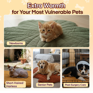 US-Lagerbestand Übersee Blattförmiges Weiches Fleece Rundes Beheiztes Hundebett Baumwoll-Heizmatte für Katzen und Hunde - Product Image 6