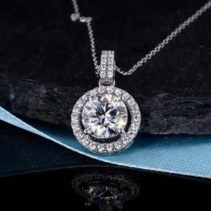 starsgem moissanite 925 silver necklace 3ct round moissanite halo stone fine jewelry Sparkling silver moissanite necklace - Product Image 5