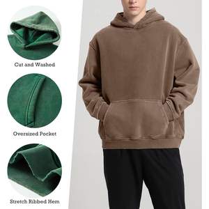 2025 sweat à capuche surdimensionné pour femme coton lourd polaire lavage à l'acide Style Vintage col à capuche pour collège et Couples - Product Image 4