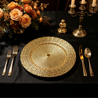Assiette de Présentation en Plastique PP Doré/Argenté à Motif Tressé Exquis, Personnalisable pour Mariages, Fêtes, Hôtels et Événements – Style Américain – Meilleures Ventes