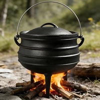 Nouveau Potjie Pot en fonte émaillée, chaudière à trois pieds, cocotte hollandaise pour camping en plein air et cuisine domestique, en métal durable