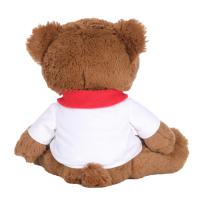 Boneka Beruang Teddy Cokelat dengan Pakaian Khusus, Syal Merah, Boneka Beruang Isi Dakron, Mainan Lembut, Hadiah Suvenir Liburan