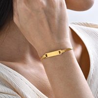 Bracelet en acier inoxydable plaqué or 18 carats avec barre nominative et cadeau personnalisé Bracelets ajustables en acier inoxydable plaqué or