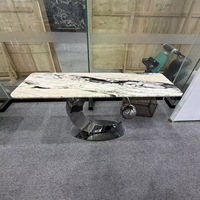 Table console en marbre Calacatta Estremoz naturel 1500x450mm, plateau poli, base métallique, vente en gros pour entrée de villa ou d'hôtel