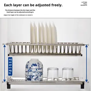 رف أطباق معلق من الفولاذ المقاوم للصدأ 304 مع رف تخزين مزدوج الطبقات للتوابل بتصميم بسيط وعصري من قوانغتشو - Product Image 4