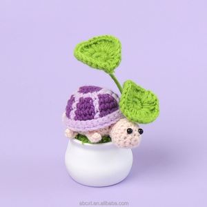 Adorno de Escritorio de Animal de Dibujos Animados, Maceta Decorativa con Tortuga de Peluche Hecha a Mano con Hilo de Ganchillo - Product Image 3