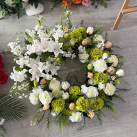 Couronne funéraire artificielle en soie, fleurs artificielles pour cimetière, décorations florales pour pierre tombale