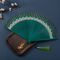 Accessoires photo de mariage DIY style chinois : Éventail pliant en bambou, style ancien, peint à la main, couleur dégradée, pour danse et cheongsam chinois