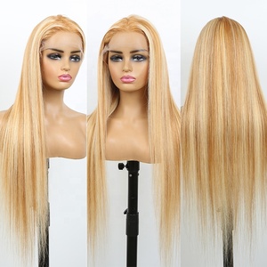 P27/613 Blonde Surbrillance Invisible Faux Cuir Chevelu Dentelle Perruques HD Lace Front pour Femmes Noires Cheveux Humain HD Lace Frontal Perruque - Product Image 1