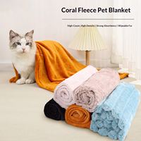 Couvertures pour animaux de compagnie (chats et chiens) en polaire corail, unies, chaudes, tapis de couchage pour niche, utilisables en climatisation, haute absorption d'eau