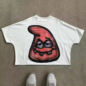 100% coton Boxy recadrée T-Shirts pour hommes Y2K imprimé graphique Tee Streetwear haute qualité luxe surdimensionné Fit - Product Image 5