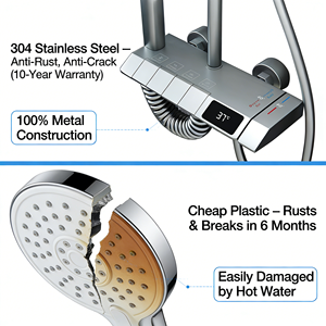 Robinet <span class=keywords><strong>de</strong></span> douche numérique <span class=keywords><strong>de</strong></span> luxe à poignée unique, avec cartouche céramique, jet pluie et massage, système <span class=keywords><strong>de</strong></span> douche mural pour salle <span class=keywords><strong>de</strong></span> bain, touches piano - Product Image 6