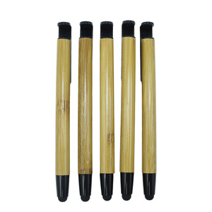 Protection de l'environnement stylo en bambou support de téléphone portable tactile capacitif 1.0mm en plastique bureau d'affaires presse stylo à bille - Product Image 5