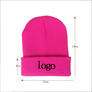 Venta al por mayor personalizado liso suave cálido acrílico de punto niños pequeños sombreros niños bebé gorro de invierno - Product Image 4