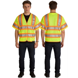 Chaleco de Seguridad Duradero de Alta Visibilidad Rosun ANSI Clase 3 con Cinta Reflectante de 5 cm y Logotipo Personalizado para Trabajadores de la Construcción - Product Image 2