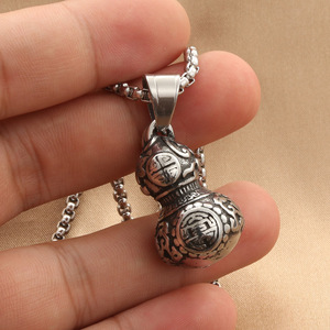 European American Style <b>Titanium</b> Steel Gourd Pendant Men's Punk Retro Themed Charm Stainless Steel Gift Jewelry - Product Image 3