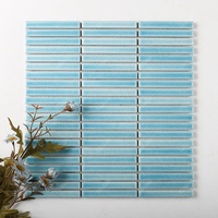 MM Mosaic Cuisine Dosseret Salle de bain Bar Mur 12x92mm Stackbond Bleu Porcelaine émaillée Céramique Bande Doigt Mosaïque Kit Kat Tiles
