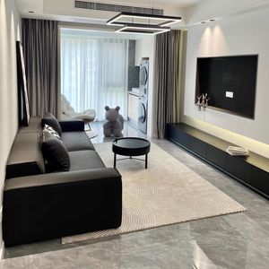 Sofá Moderno para Sala de Estar de 220 cm, Sofá de Madera de Dos Plazas, Espuma y Tela, Estilo Minimalista Vietnamita - Product Image 4