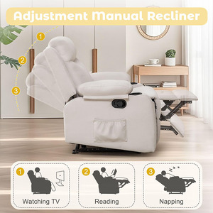 <span class=keywords><strong>Fauteuil</strong></span> inclinable manuel simple pour adultes, pivotant à 360°, en tissu rembourré, robuste, pour salon - Product Image 3