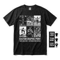 T-shirt personnalisé vintage noir délavé en jersey avec imprimé numérique, col rond, manches courtes, coupe oversize, tricoté, pour homme, style streetwear