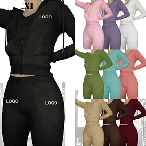 Vente en gros de sweats à capuche en coton et élasthanne pour femmes, de haute qualité, avec logo personnalisé, ensemble long en deux pièces, style streetwear, automne - Product Image 3