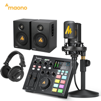 Ensemble d'Équipement de Podcast MAONO : Table de Mixage, Microphone à Condensateur, Casque DJ, Moniteur, Cartes Son, Mixeurs Audio
