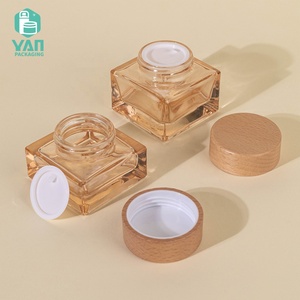 Yan Bao Bì Sang Trọng Hình Chữ Nhật Rỗng 30Ml 50Ml 30G 50G Thủy Tinh Tái Sử Dụng Bơm Chai Jar Trong Suốt Màu Vàng Mặt Kem Dưỡng Da Huyết Thanh - Product Image 3