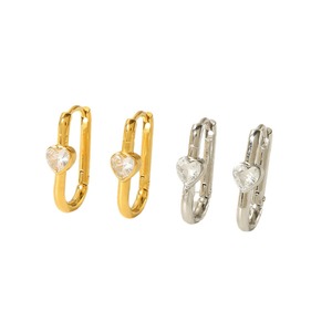 Pendientes Huggie de Acero Inoxidable con Oro de 18K, Diseño Geométrico en Forma de U, Incrustaciones de Zirconia, Engaste de Bisel, Uso Diario para Mujer - Product Image 5