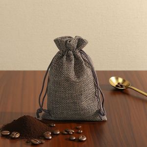 Sacs cadeaux en toile de jute en gros 10x14cm, pochettes à cordon en lin pour bijoux, pour mariage, fête, Noël - Product Image 6