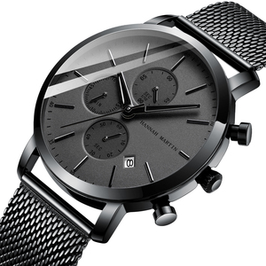 Montre pour homme HANNAH MARTIN 109, acier inoxydable noir, mode, étanche, sport, multifonctionnelle, quartz, Relogio Masculino - Product Image 6