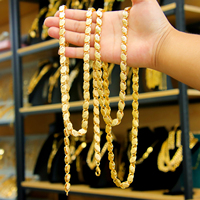 Chaînes de colliers hip-hop en or de Dubaï, plaqué or 21 carats de haute qualité, chaîne popcorn, bijoux pour soirée