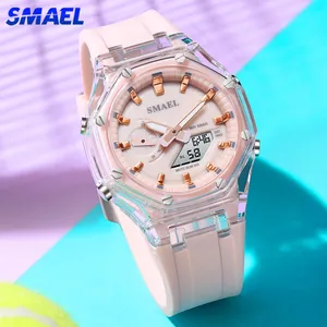 SMAEL 8088 2024 Student Girl Sports Watch Women's Fashion Casual Silicone Strap Back Light Female Youth Color Dial Waterproof