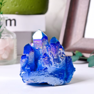 High Quality Aura Blue Crystal Cluster Iridescent Aura <b>Quartz</b> Raw Cluster Healing <b>Stone</b> for Home Decoration Bulk Supply Custom - Product Image 2