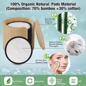 Étiquette privée 1000g, biodégradables, réutilisable, charbon de bambou lavable, <span class=keywords><strong>coton</strong></span> biologique, tampons démaquillants, ensemble boîte de bambou - Product Image 4