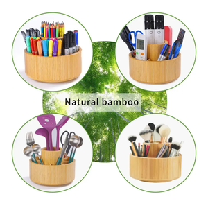 Bambus 11-Fächer Rotierender Stifthalter Holz-Stiftehalter und Organizer für Schreibtisch oder Schule zur Aufbewahrung von Kinderkunst - Product Image 3
