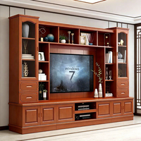 Meuble TV classique de style farmhouse avec bibliothèques intégrées - Centre de divertissement en bois rustique - RTA / Kit de montage plat KD