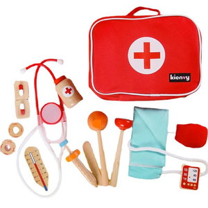Nuova vendita calda di simulazione medico infermiere medico finte medico in legno <span class=keywords><strong>giocattolo</strong></span> gioco Set accessorio medico <span class=keywords><strong>borsa</strong></span> per bambini - Product Image 1