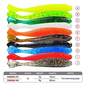 Wholesale 7cm PVC Thread T Tail Soft Bait Artificial Plastic Fishing Lures soft plastic fishing lure silicon lures