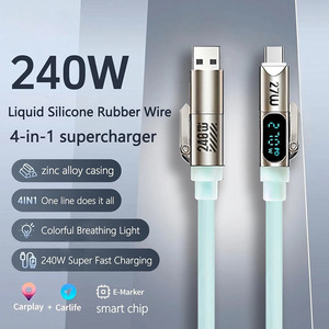 <span class=keywords><strong>Cable</strong></span> de Carga Rápida 4 en 1 de 240W con Pantalla Digital, Chip E-Marker, Corriente de 5A, Transferencia de Datos de 480Mbps, <span class=keywords><strong>Cable</strong></span> USB Tipo-C de Silicona Líquida - Product Image 2
