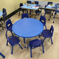 Ensemble de table et de chaises rondes en plastique coloré de conception moderne pour la sécurité des enfants, adapté aux écoles maternelles et aux garderies