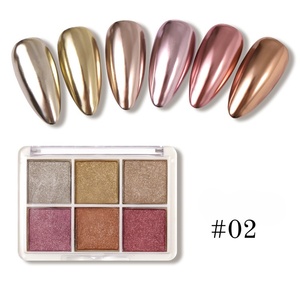 Wholesales 6 Color Gold And Silver Solid <b>Magic</b> Mirror Chrome Powder Nail Salon Diy Powder Eye Shadow Palette - Product Image 1