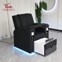 Chaises de spa de pédicure en cuir synthétique noir électrique moderne Chaise de manucure de massage sans plomberie pour salon de manucure