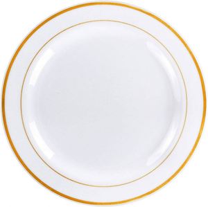 Assiettes jetables en plastique de 7,5 et 10,25 pouces avec bordure dorée de qualité supérieure pour les mariages - Product Image 5