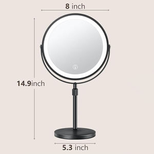 <span class=keywords><strong>Espejo</strong></span> de Maquillaje LED Moderno con Iluminación de Doble Cara y Rotación de 360 Grados, con Múltiples Colores y Soporte Metálico - Product Image 3