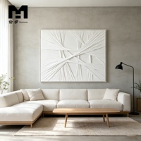 Peinture murale en toile de plâtre texturée 3D faite à la main, motif nœud blanc abstrait, décoration murale minimaliste en relief pour la maison