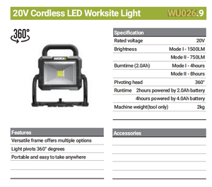 WU026 Reflector LED de Alta Potencia para Exteriores, Recargable por USB, Inalámbrico, Lámpara de Trabajo, Linterna - Product Image 3