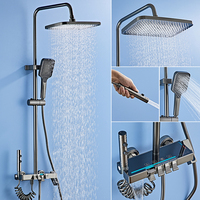 Mitigeur de bain rotatif en aluminium haute vitesse, mural, avec pommeau de douche effet pluie à touches piano et jets doux et puissants