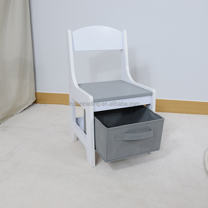 ชุดโต๊ะเด็กสมัยใหม่พร้อมเก้าอี้สองตัว โต๊ะสองด้านพร้อมถังเก็บของ โต๊ะกิจกรรมเด็กทำจากไม้ - สีเทา - Product Image 6