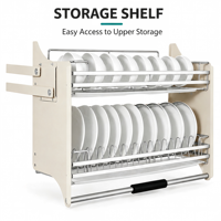 Étagère de rangement escamotable de qualité commerciale à 2 niveaux en alliage d'aluminium pour armoire de bar, garde-manger et salle de rangement